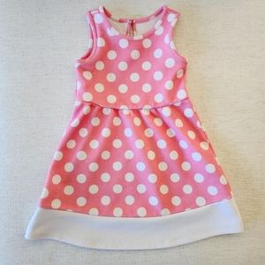 1989 Place Girl Dress Size 5 Pink Awith Polka-dots